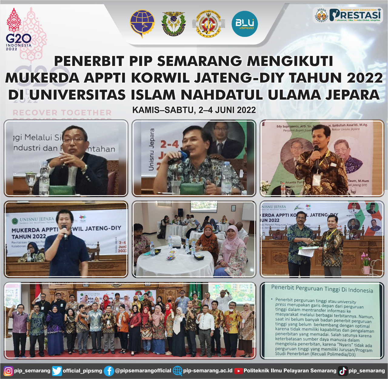 PENERBIT POLITEKNIK ILMU PELAYARAN SEMARANG IKUTI MUKERDA APPTI KORWIL JATENG-DIY