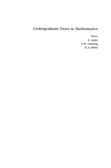 Undergraduate Texts in Mathematics