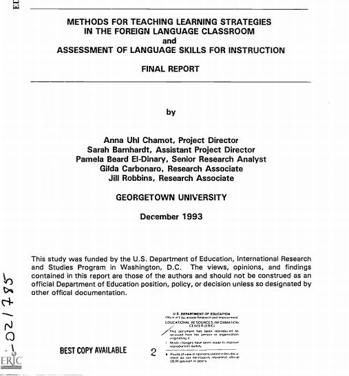 Methods for Teaching Learning Strategies in the Foreign Language