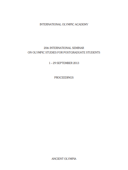 20th INTERNATIONAL SEMINAR ON OLYMPIC STUDIES FOR POSTGRADUATE STUDENTS