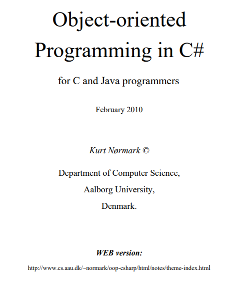 Object-oriented Programming in C# for C and Java programmers 