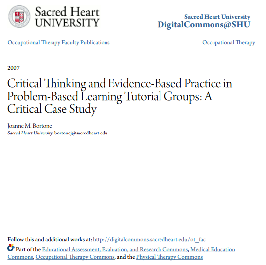 Critical Thinking and Evidence-Based Practice in Problem-Based Learning Tutorial Groups: A Critical Case Study