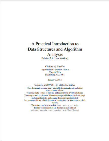 A Practical Introduction to Data Structures and Algorithm Analysis Edition 3.1 (Java Version)
