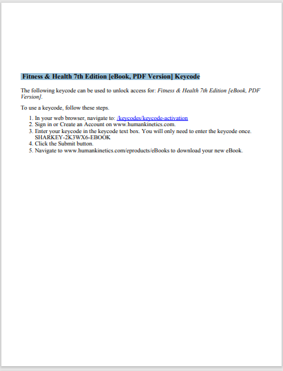  Fitness & Health 7th Edition [eBook, PDF Version] Keycode