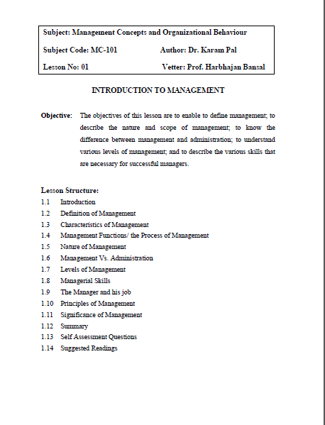 INTRODUCTION TO MANAGEMENT