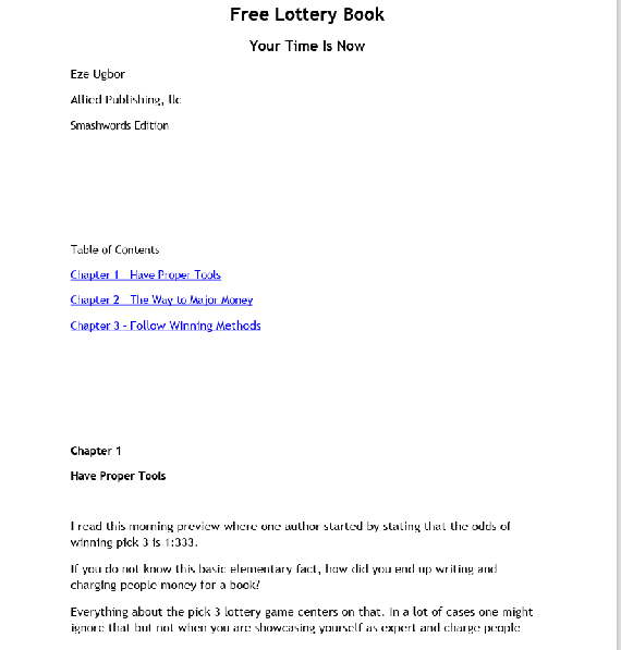 Free Lottery Book  Your Time Is Now