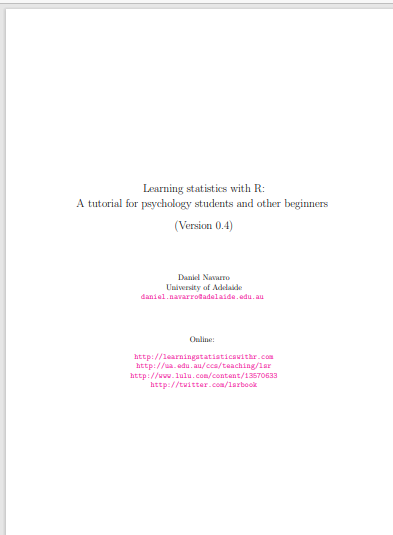 Learning statistics with R: A tutorial for psychology students and other beginners