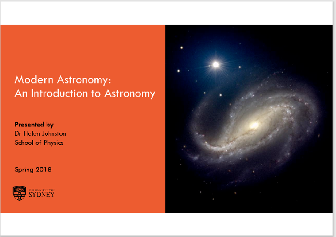 Modern Astronomy:  An Introduction to Astronomy
