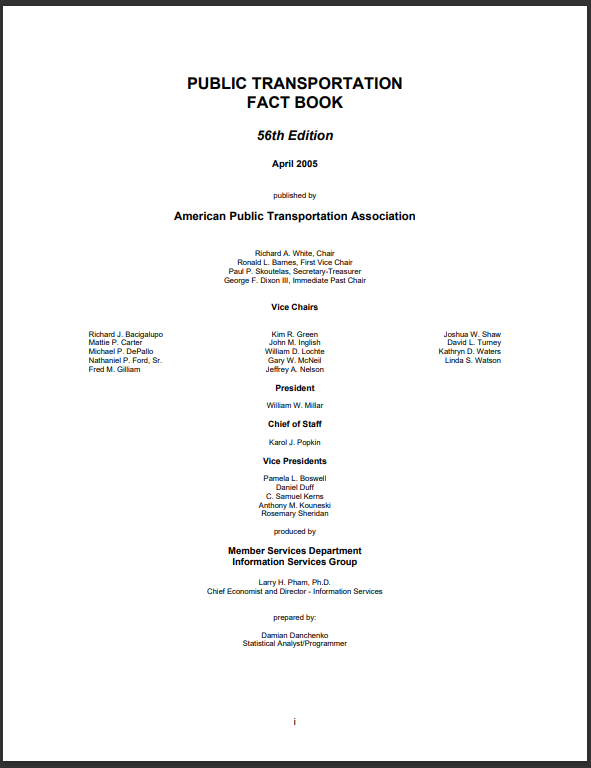 PUBLIC TRANSPORTATION  FACT BOOK 