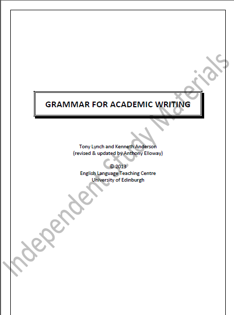 GRAMMAR FOR ACADEMIC WRITING