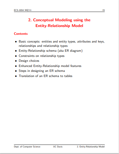  Conceptual Modeling using the Entity-Relationship Model