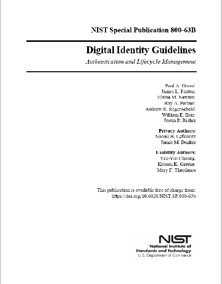 Digital Identity Guidelines  Authentication and Lifecycle Management 