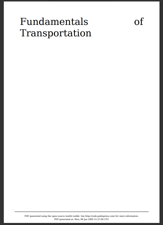 Fundamentals of Transportation