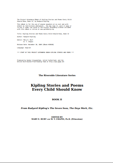 Kipling Stories and Poems Every Child Should Know