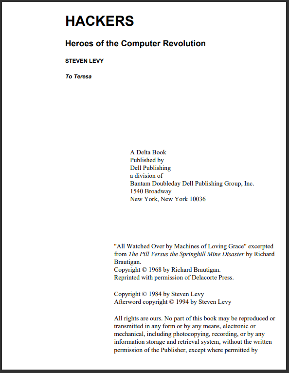 HACKERS Heroes of the Computer Revolution