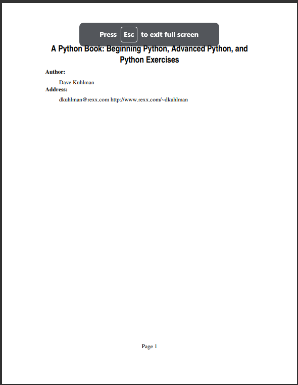 A Python Book: Beginning Python, Advanced Python, and Python Exercises