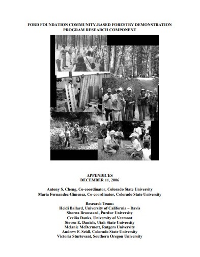 FORD FOUNDATION COMMUNITY-BASED FORESTRY DEMONSTRATION  PROGRAM RESEARCH COMPONENT