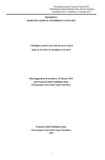 PROSIDING SEMINAR NASIONAL PENDIDIKAN SAINS 2015