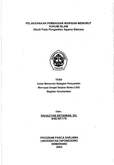 Pelaksanaan Pembagian Warisan Menurut Hukum Islam