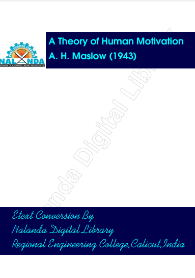 A Theory Of Human Motivation