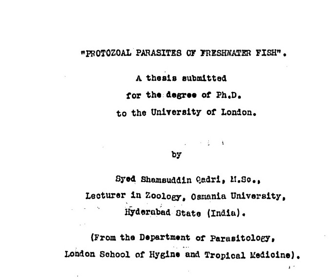 PROTOZOAL PARASITES OF FRFSSH? ATER FISH