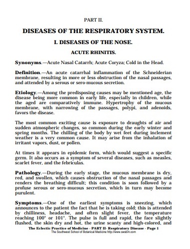 DISEASES OF THE RESPIRATORY SYSTEM.