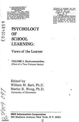 PSYCHOLOGY OF SCHOOL LEARNING