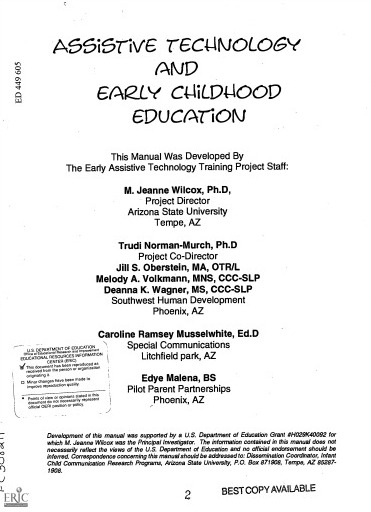 Assistive Technology and Early Childhood Education