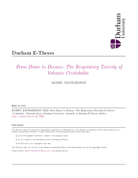 From Dome to Disease: The Respiratory Toxicity of Volcanic Cristobalite