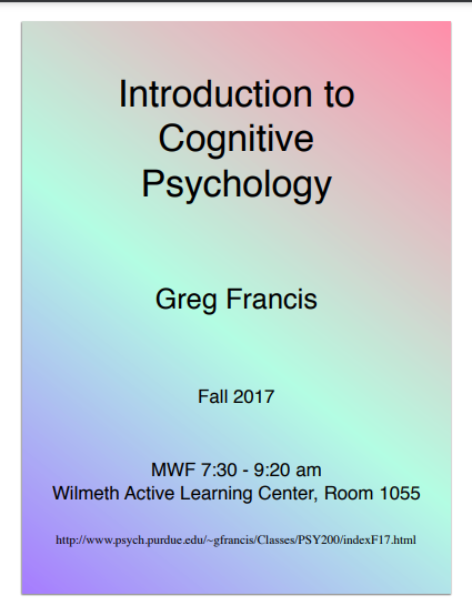 Introduction to Cognitive Psychology