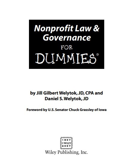 Nonprofit Law & Governance FOR DUMmIES