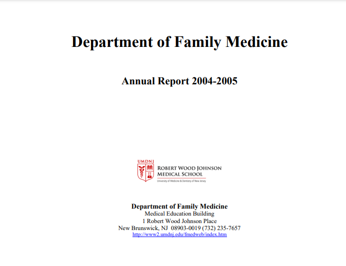 Department of Family Medicine Annual Report 2004-2005 