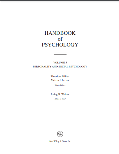 HANDBOOK of PSYCHOLOGY VOLUME 5 PERSONALITY AND SOCIAL PSYCHOLOGY